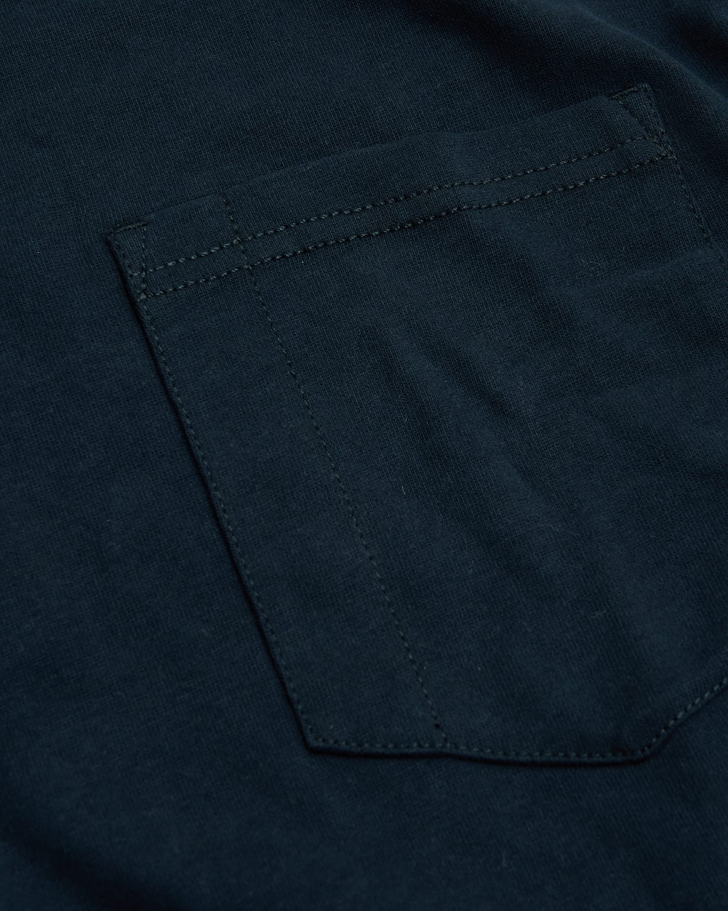 Navy Heavyweight Long Sleeve Pocket Crew with detailed stitching.