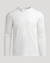 White Heavyweight Long Sleeve Pocket Crew with reinforced chest pocket.