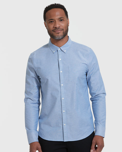 Banker Blue Stretch Oxford Long Sleeve Shirt