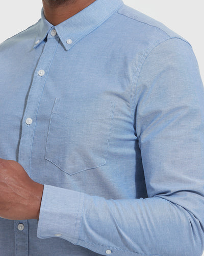 Stretch Oxford Long Sleeve Shirt - Banker Blue