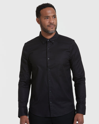 Stretch Oxford Long Sleeve Shirt - Black