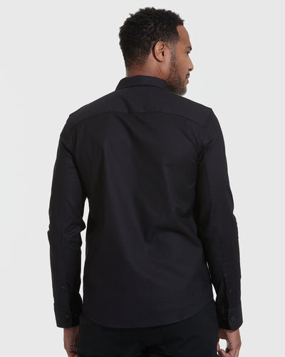 Stretch Oxford Long Sleeve Shirt - Black