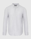Light Gray Stretch Oxford Long Sleeve Button Up Shirt with chest pocket.
