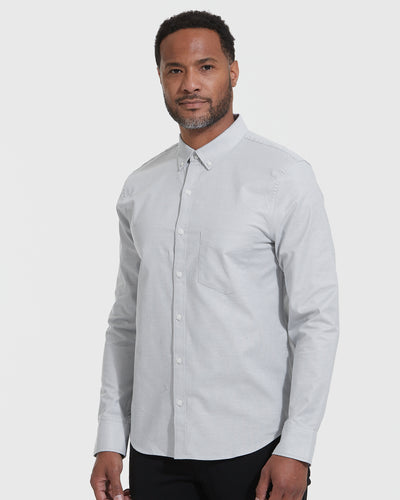 Stretch Oxford Long Sleeve Shirt - Light Gray