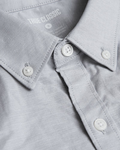 Stretch Oxford Long Sleeve Shirt - Light Gray
