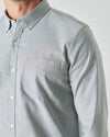 Moss Stretch Oxford Long Sleeve Shirt with button-down collar and chest pocket.