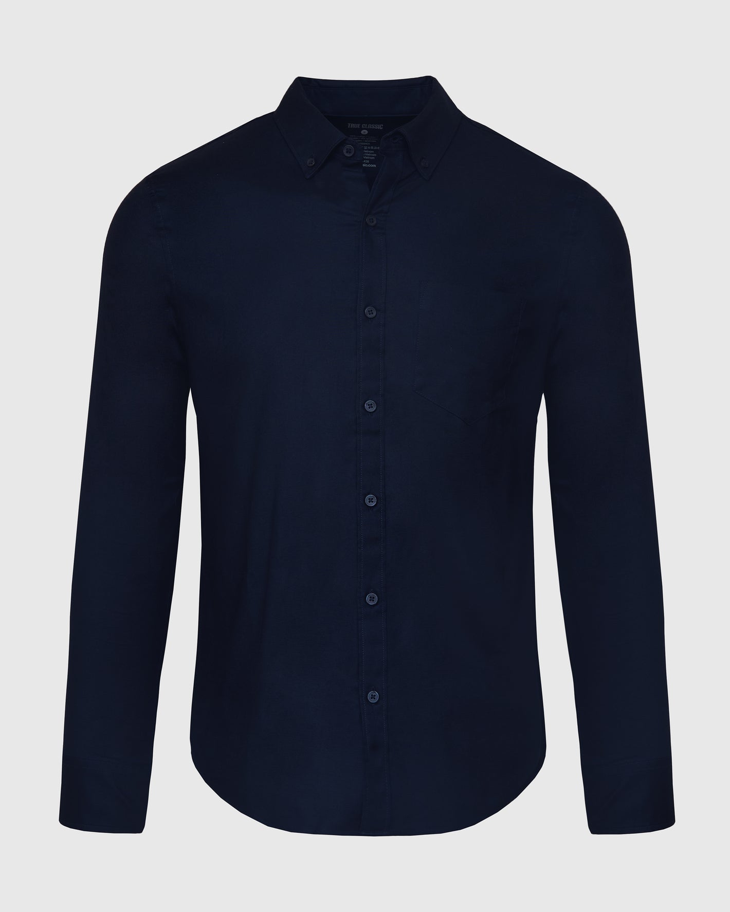 Navy Stretch Oxford Long Sleeve Button Up Shirt