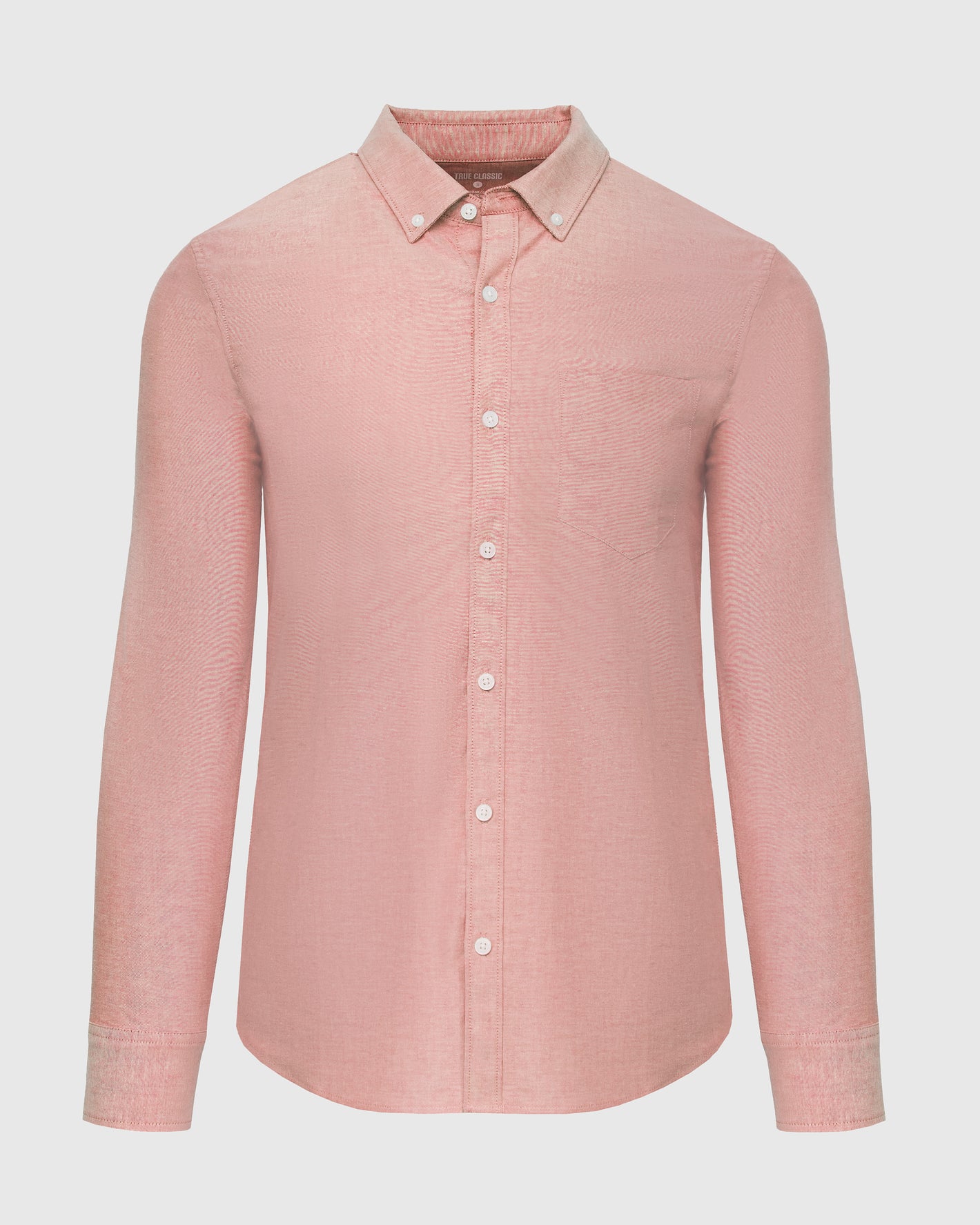 Peach Long Sleeve Oxford Shirt with button-down collar and chest pocket.