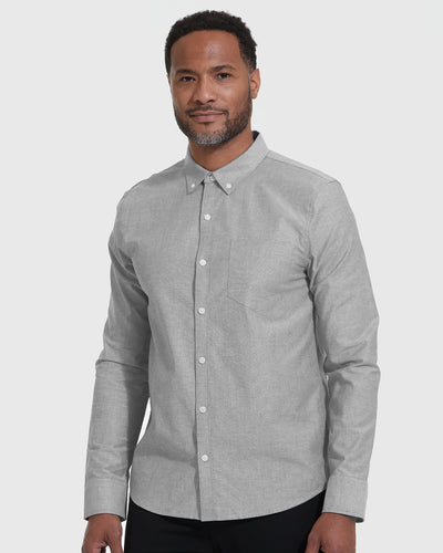 Stretch Oxford Long Sleeve Shirt - Stone