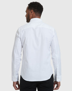 True ClassicStandard Stretch Oxford 3-Pack shirt, back view, showcasing slim fit.