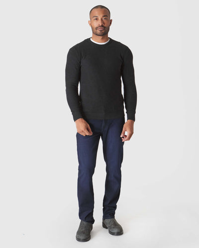 Pique Crew Neck Sweater - Charcoal Heather Gray