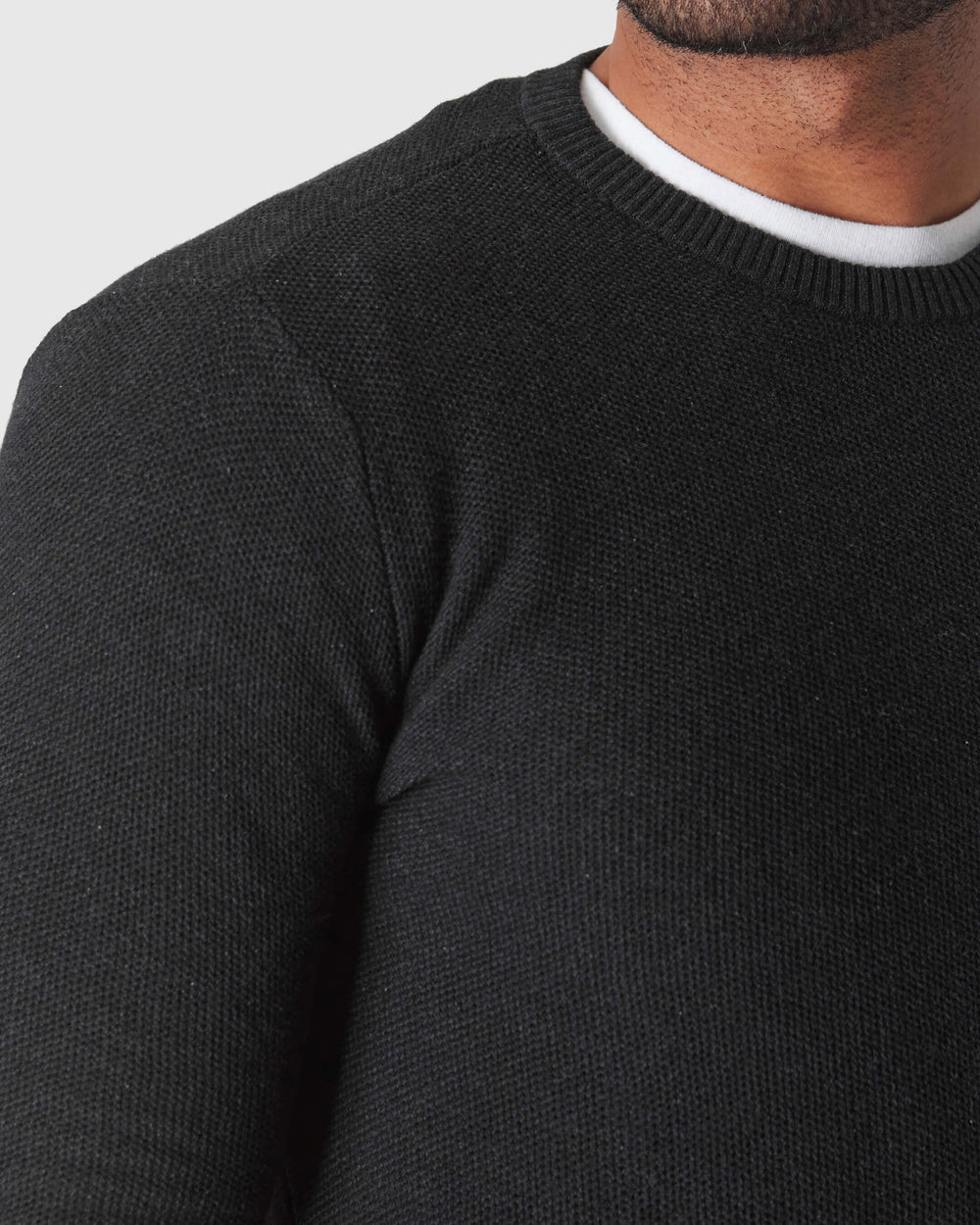 Charcoal Heather Gray Pique Crew Sweater