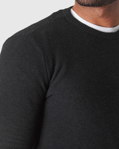 Pique Crew Neck Sweater - Charcoal Heather Gray