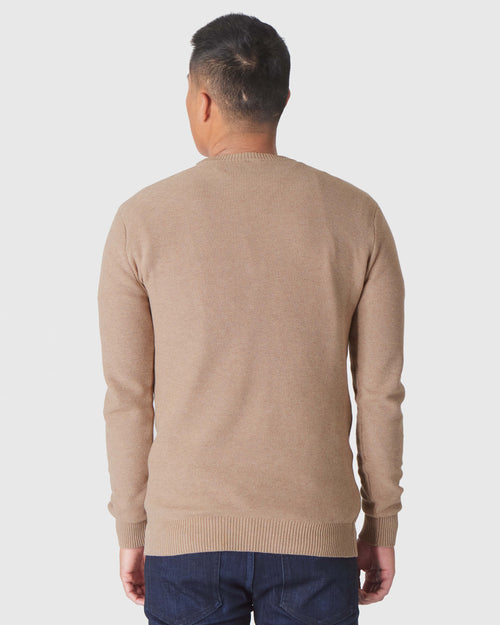 Heather Camel Pique Crew Sweater