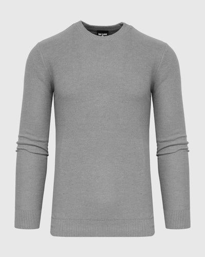 Pique Crew Neck Sweater - Heather Gray