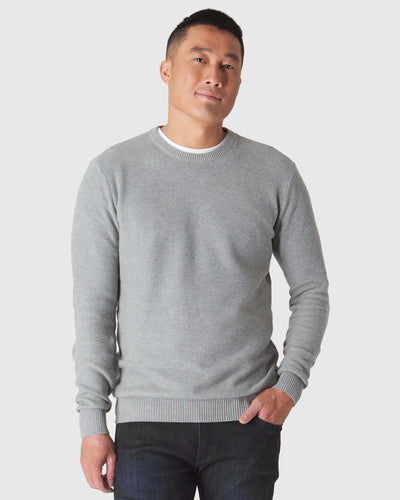Pique Crew Neck Sweater - Heather Gray