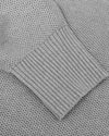 Heather Gray Pique Crew Sweater with waffle texture and ribbed cuff.
