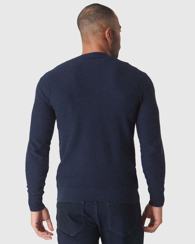 Pique Crew Neck Sweater - Heather Navy