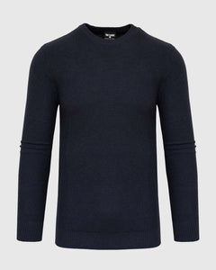 True ClassicHeather Navy Pique Crew Sweater