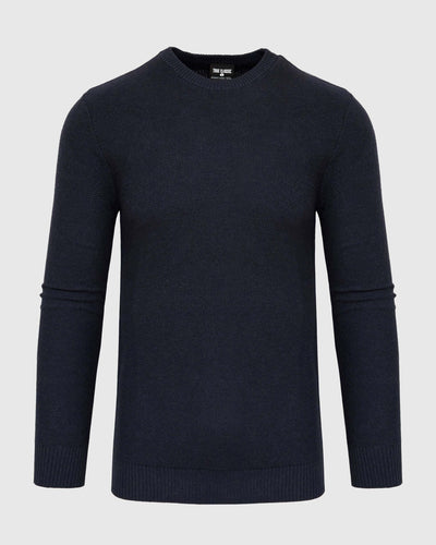Pique Crew Neck Sweater - Heather Navy