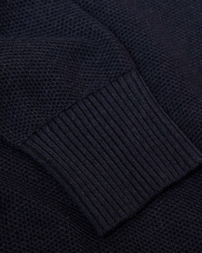 Pique Crew Neck Sweater - Heather Navy