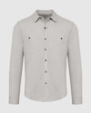 Heather Gray Long Sleeve Lightweight Flannel Shirt with chest pockets and dark buttons.