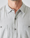 Heather Gray Long Sleeve Lightweight Flannel Shirt with chest pockets.