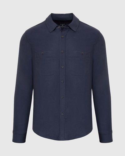 Long Sleeve Lightweight Flannel Shirt - Navy