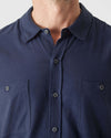 Navy Long Sleeve Lightweight Flannel Shirt with buttons and pockets.