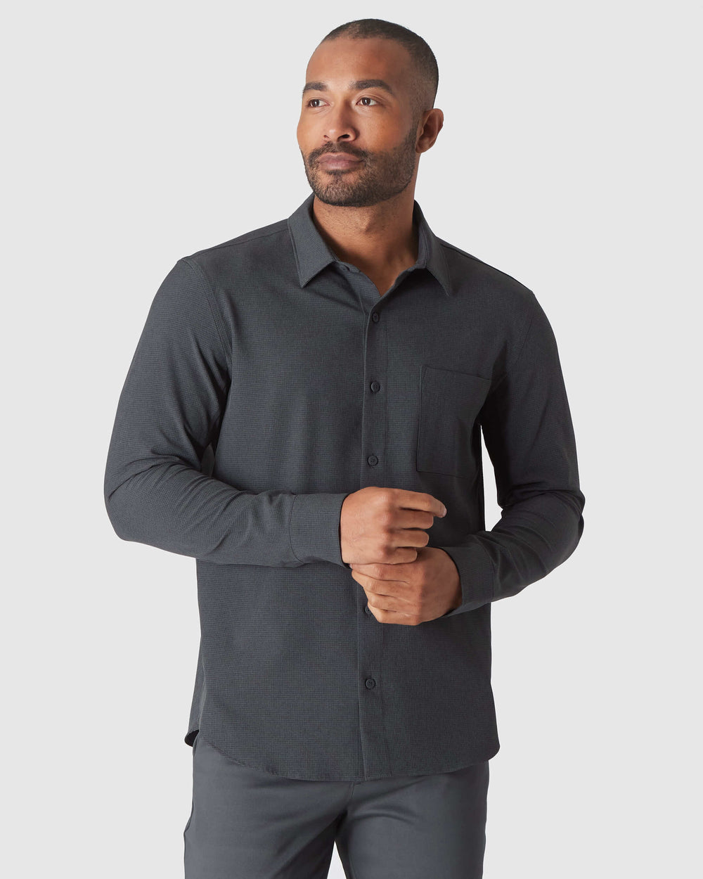 Charcoal Heather Gray Long Sleeve Ripstop Commuter Shirt