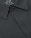 Charcoal Heather Gray Long Sleeve Ripstop Commuter Shirt close-up of collar and buttons.