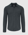 Heather Navy Long Sleeve Ripstop Commuter Shirt with textured weave and patch pocket.