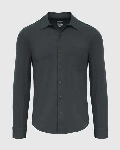 Heather Navy Long Sleeve Ripstop Commuter Shirt