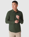 Male model wearing Olive Long Sleeve Ripstop Commuter Shirt.