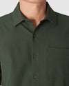 Olive Long Sleeve Ripstop Commuter Shirt with collar and chest pocket.