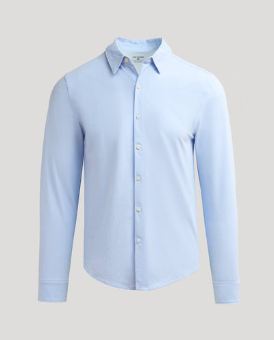Stretch Oxford Long Sleeve Shirt - Blue Stripe
