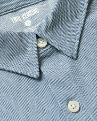 Stretch Oxford Long Sleeve Shirt - Blue