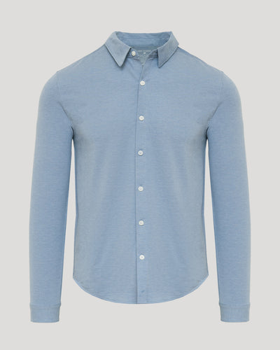 Stretch Oxford Long Sleeve Shirt - Blue