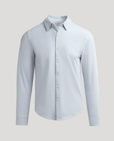 Stretch Oxford Long Sleeve Shirt - Steel Stripe