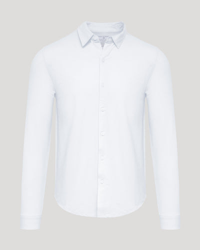 Stretch Oxford Long Sleeve Shirt - White