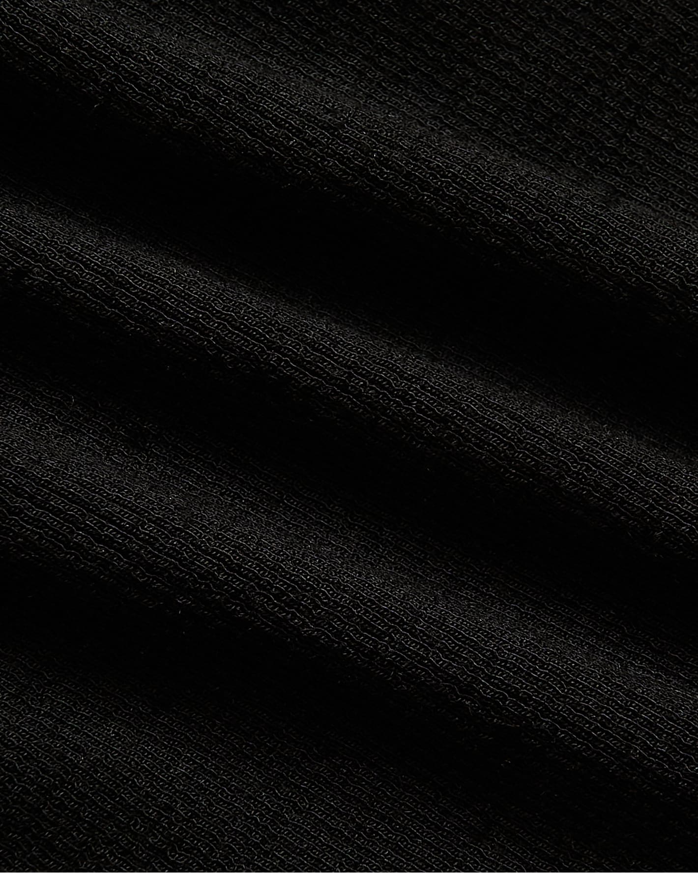 Close-up of Womens Ribbed Long Sleeve Scoop Neck Tee's textured black fabric.