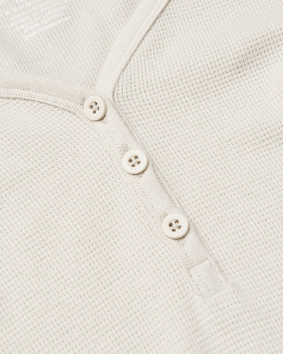 Waffle Long Sleeve Boxy Henley - Oatmeal