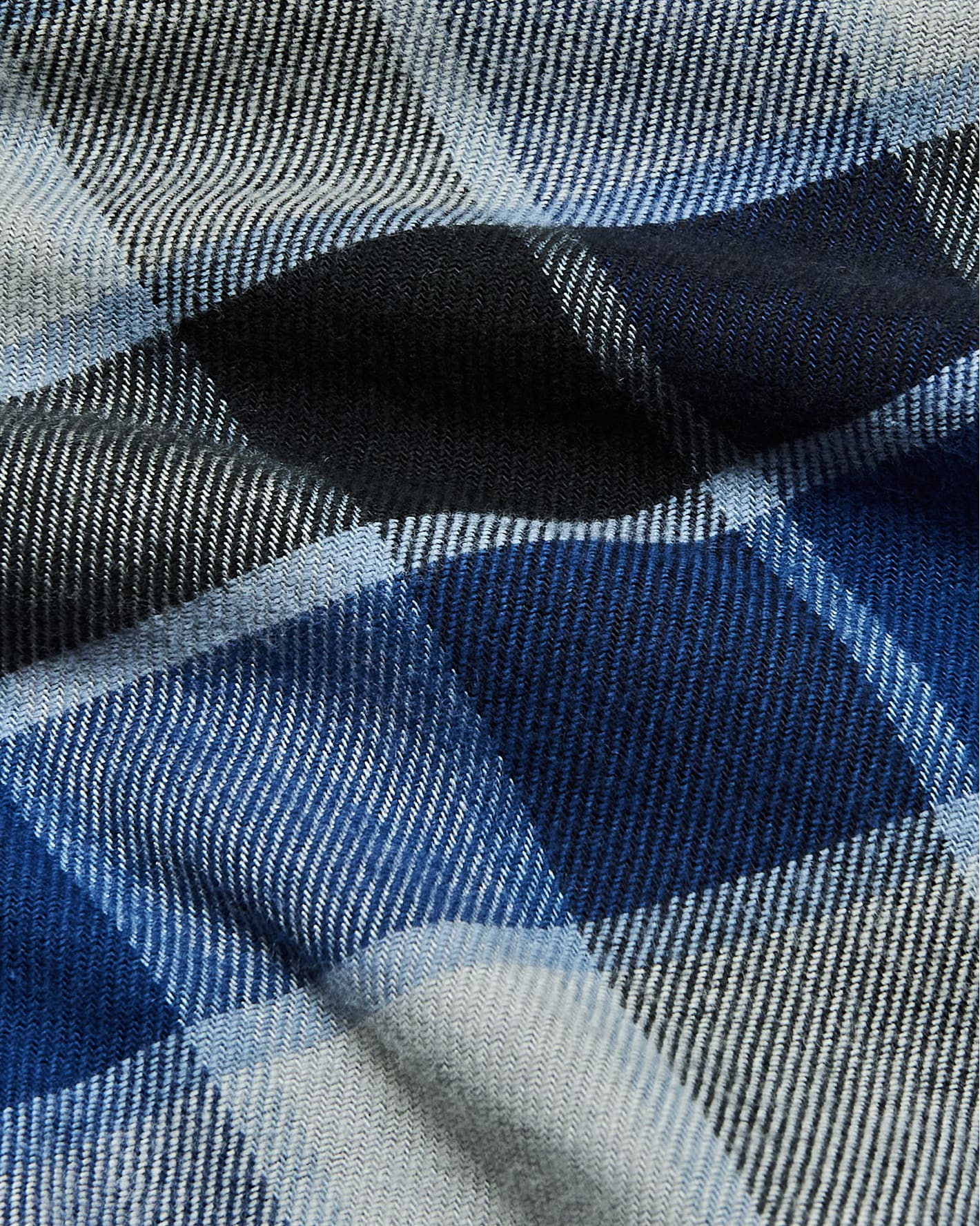 Midnight Plaid Long Sleeve Flannel Shirt in soft, textured plaid fabric.