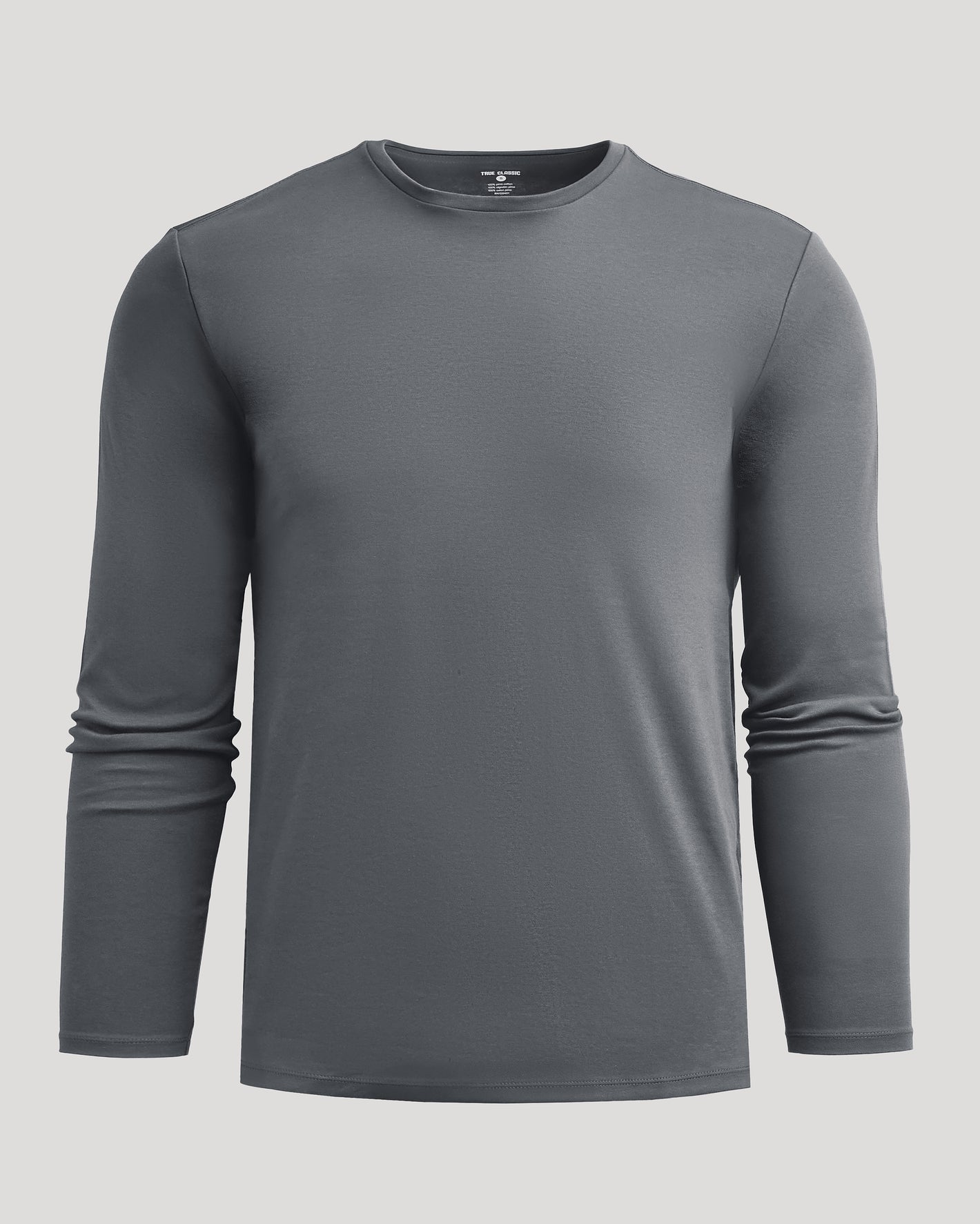 Carbon Premium Pima Long Sleeve Crew, slate-gray, fitted, crew-neck T-shirt.