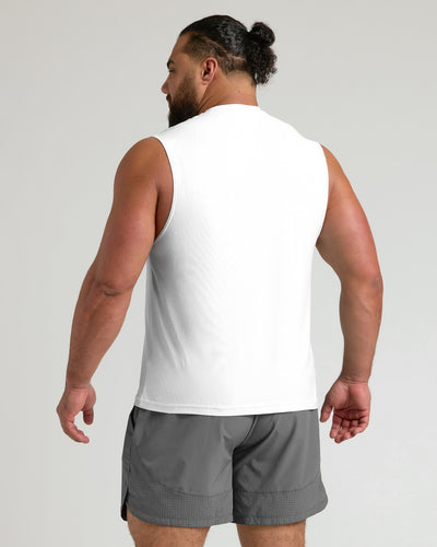 Sleeveless Active Muscle Tee - White
