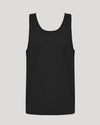 Black Sleeveless Active Mesh Tank on light gray background.