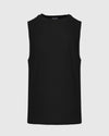 Black Active Sleeveless Muscle Tee laid flat, showcasing True Classic label.