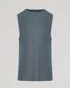 Heather Navy Sleeveless Active Muscle Tee on neutral backdrop.