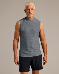 True ClassicHeather Navy Sleeveless Active Muscle Tee