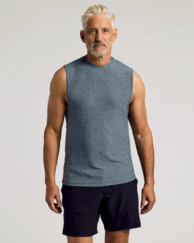 Sleeveless Active Muscle Tee - Heather Navy